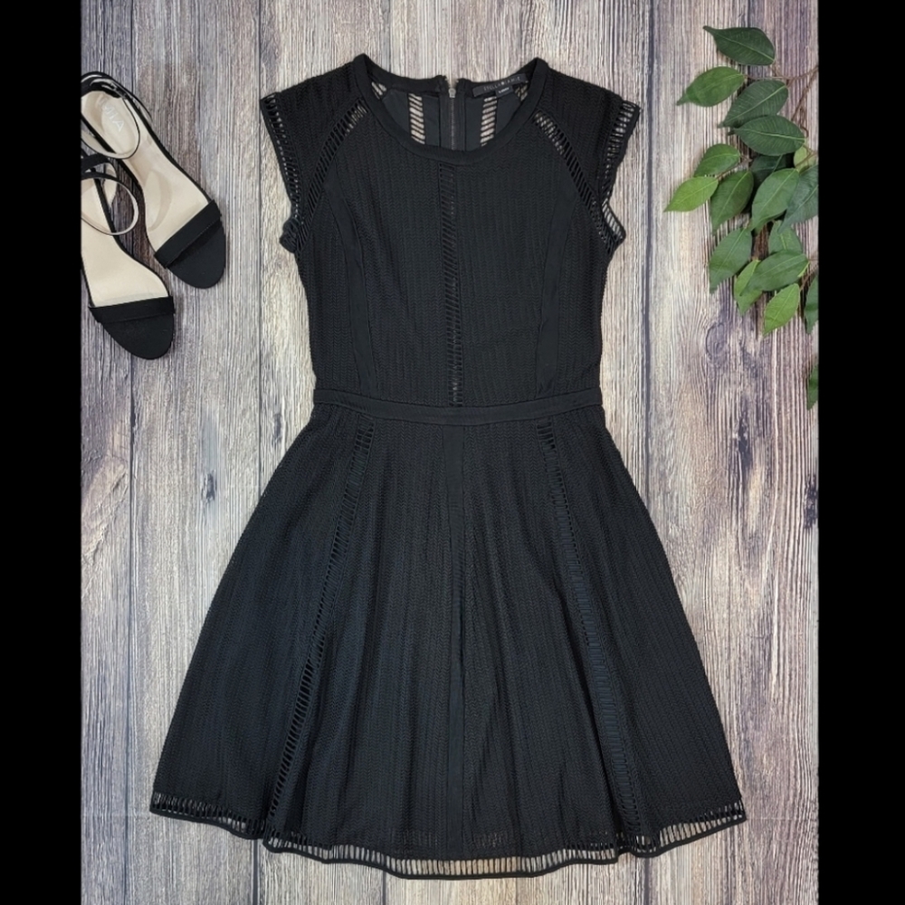 Stella & Jamie Black Ladder Hem Mini Dress